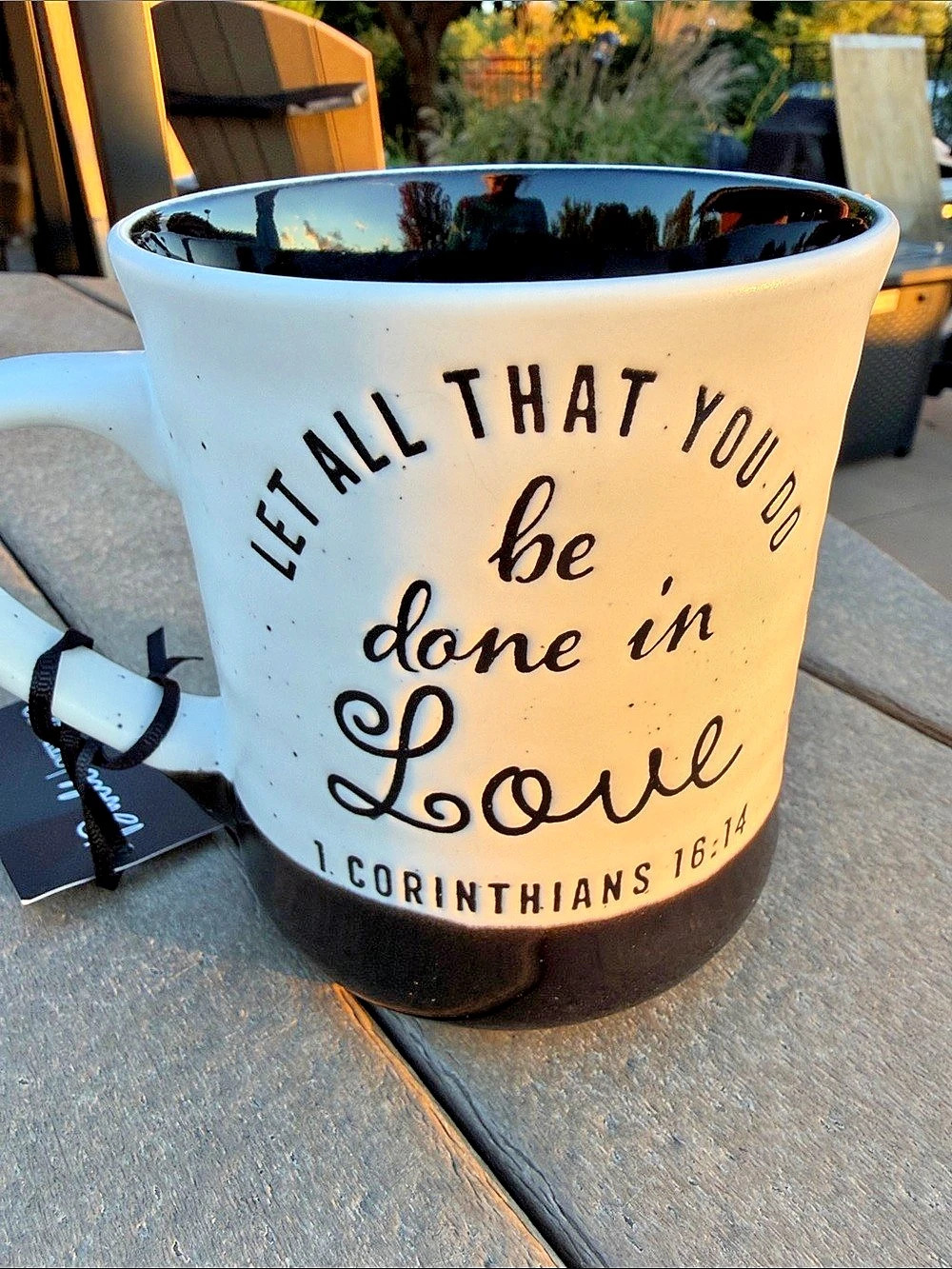 Powell Studio Faith Coffee Mug NWT in White & Black
